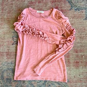 Ruched long sleeve cotton top